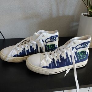 Women's High-Top Seahawks Sneakers with Blue and Green Design